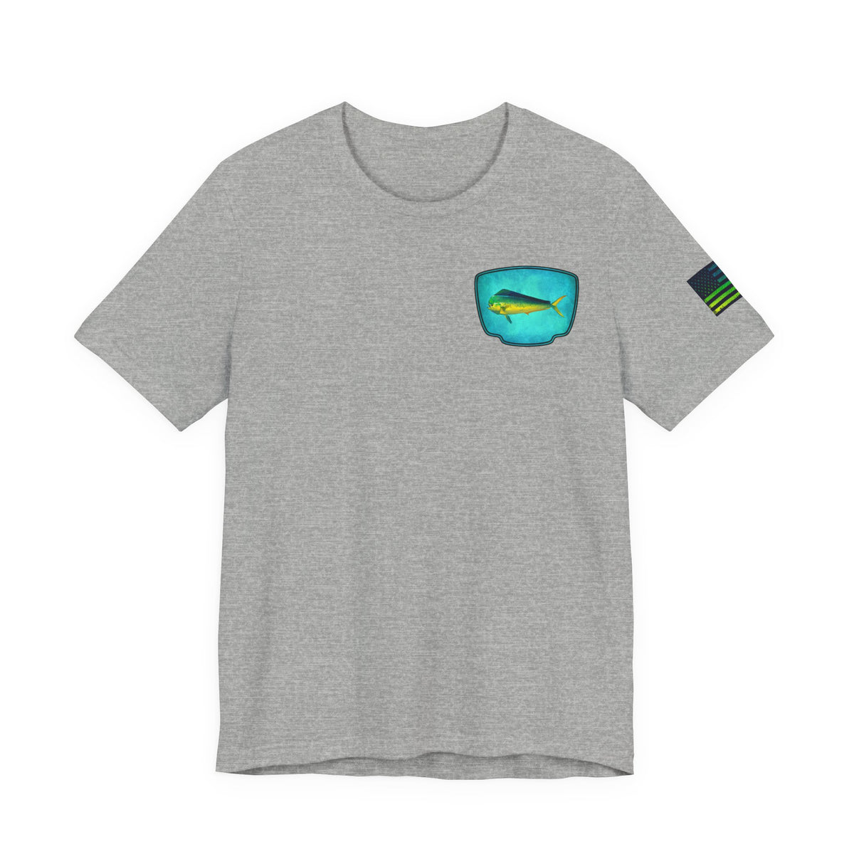 Vibrant Mahi Mahi Badge Tee – Ocean-Inspired Saltwater Fishing Shirt for Men