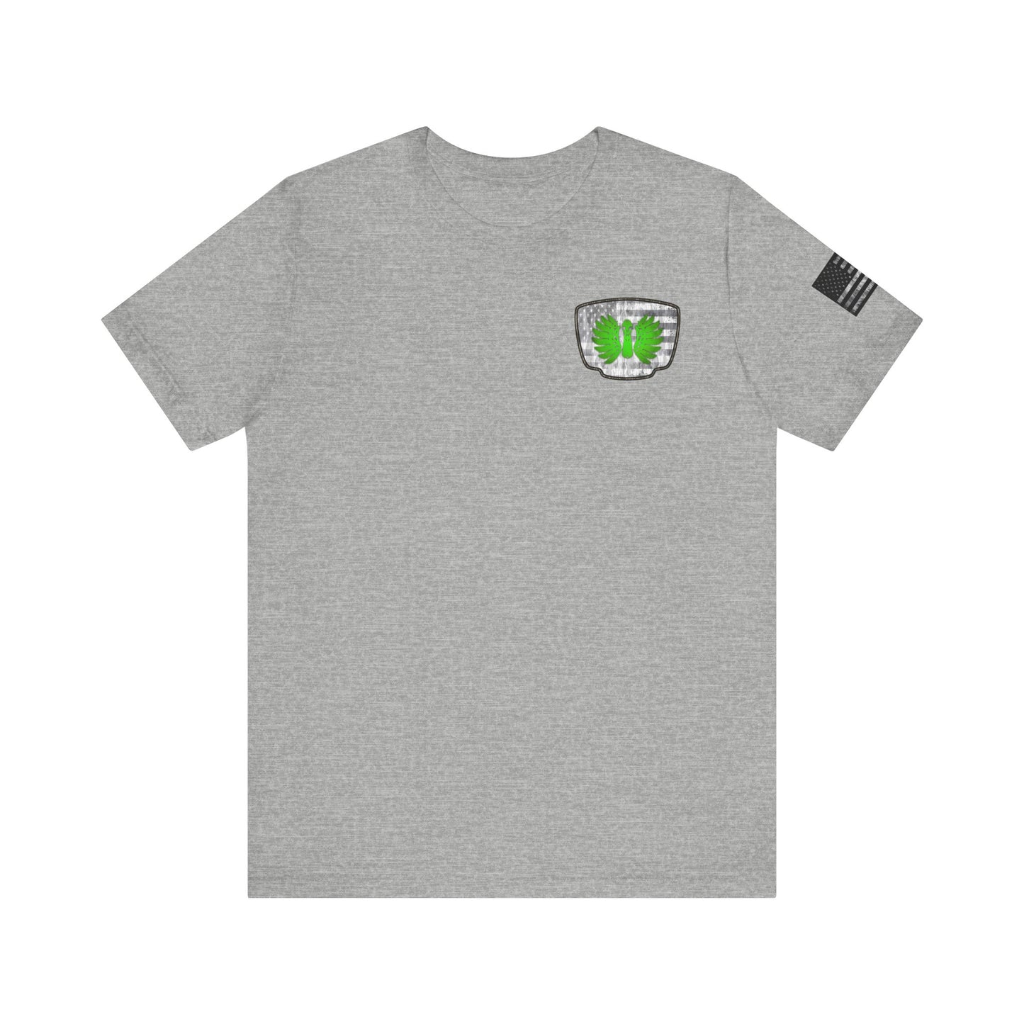 Duck Skull Hunting Badge T-Shirt – Mossy Camo Print, Crossed Guns & Duck Skull Graphic