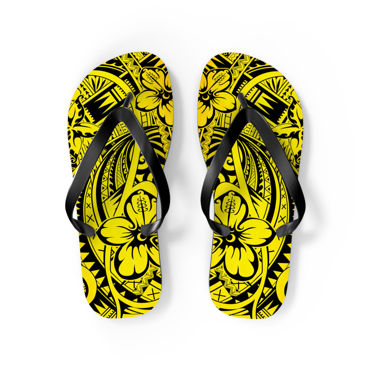 Polynesian Yellow Flip Flops, Summer Beach Sandals, Tropical Vacation Footwear, Gift for Her, Bohemian Style Footwear