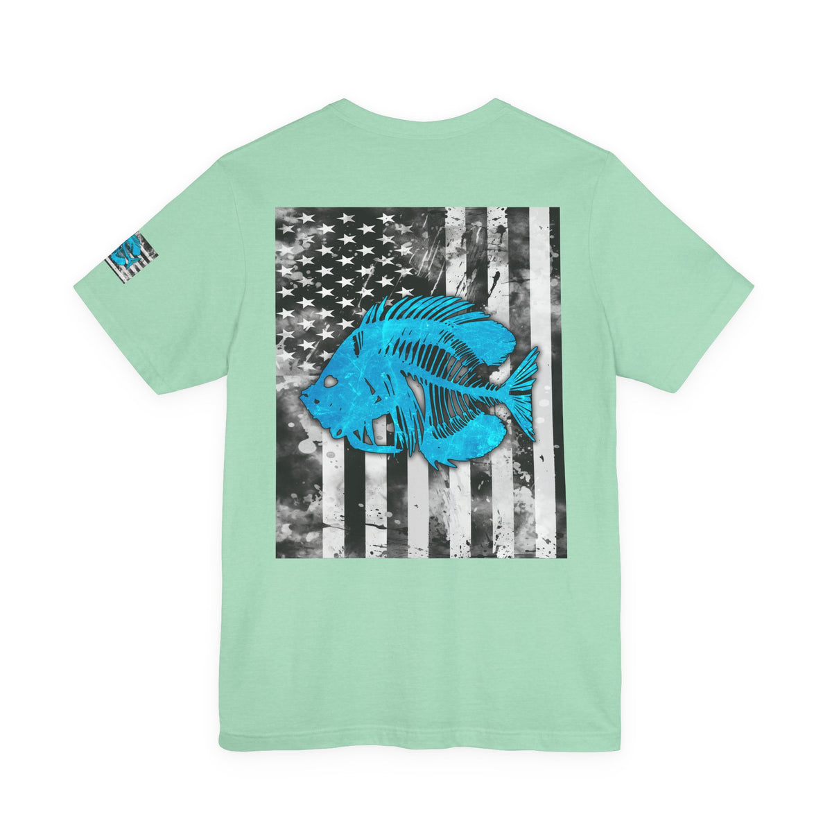 Blue Pearch Angler Grunge American Flag Tee, Patriotic USA Shirt, Vintage American Flag