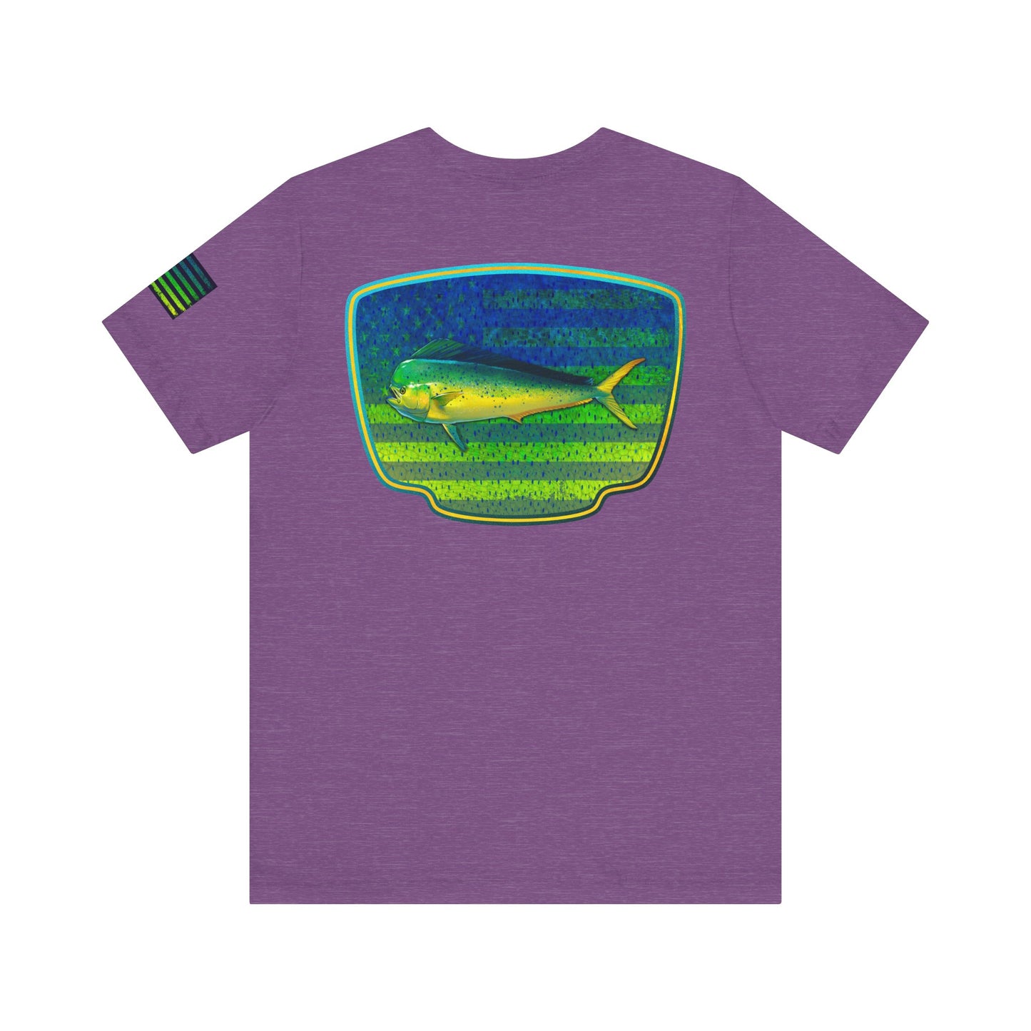 Patriotic Mahi Mahi Flag T-Shirt – Bold Saltwater Fishing Graphic Tee