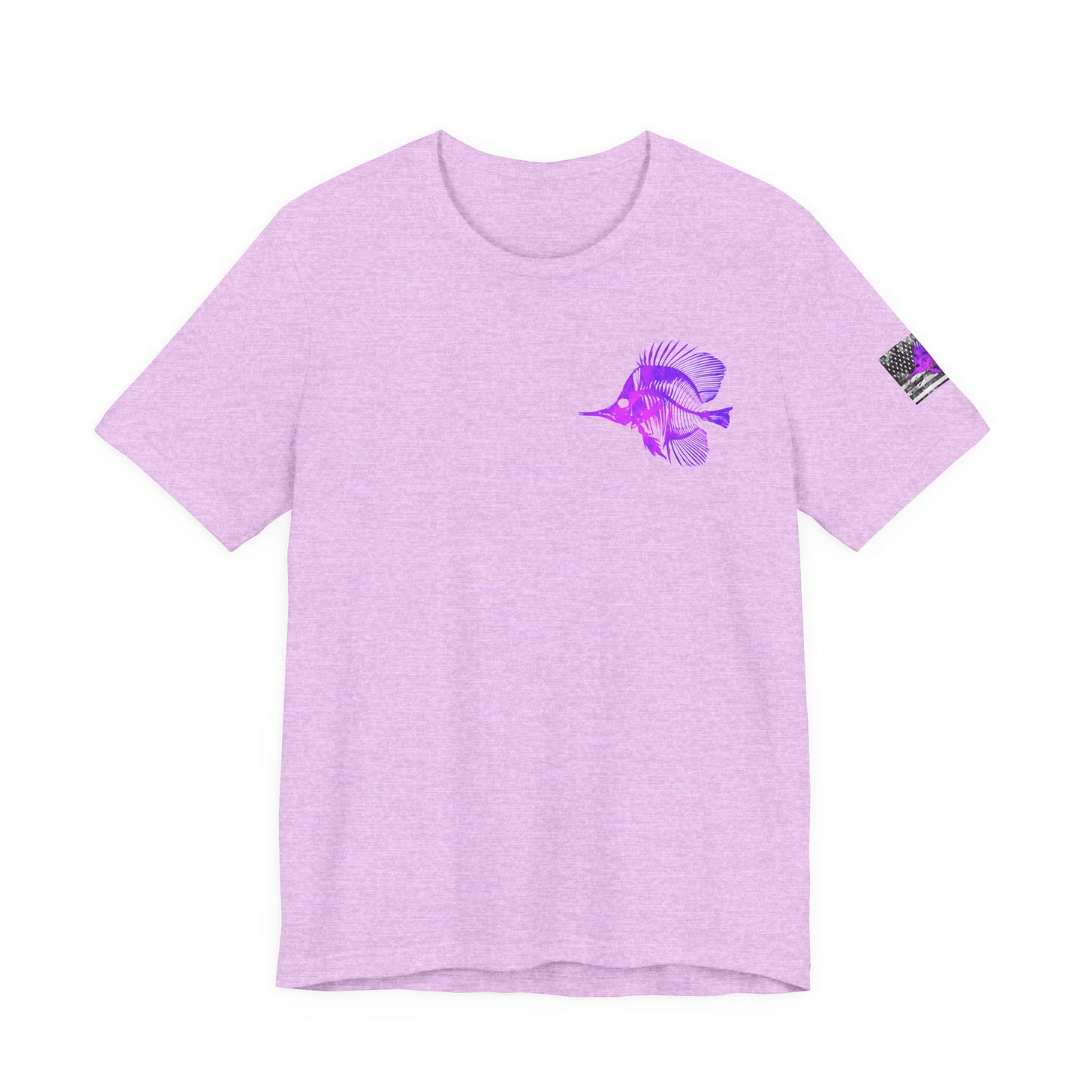 Purple Fish Angler Grunge American Flag Tee, Patriotic USA Shirt, Vintage American Flag