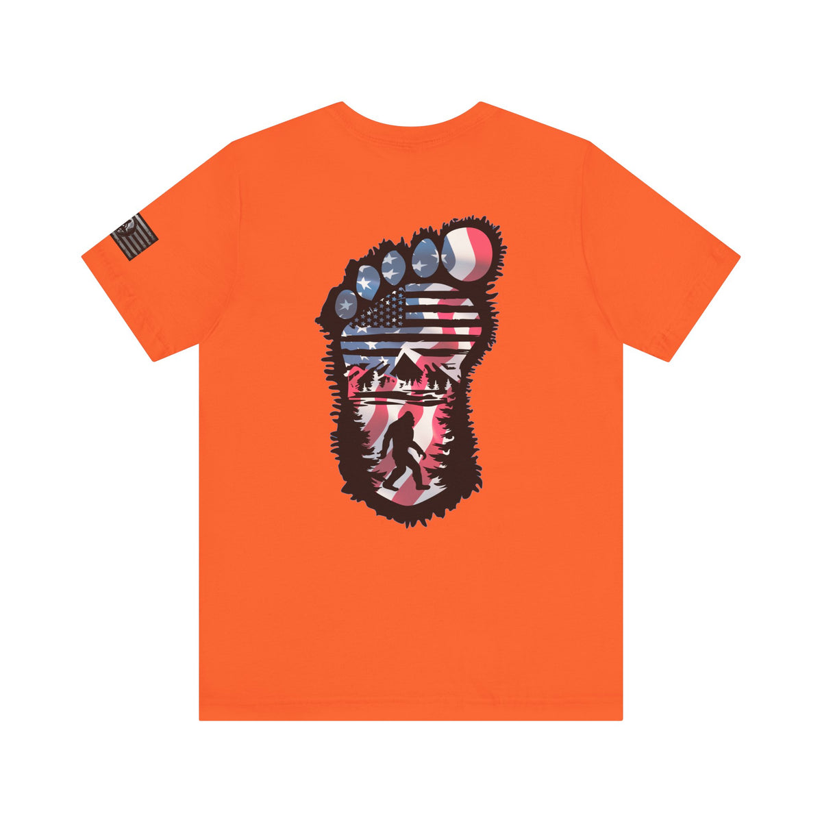 Bigfoot American Flag Adventure-Ready Unisex Tee, Perfect for Campouts, Gifts, Outdoor Wear