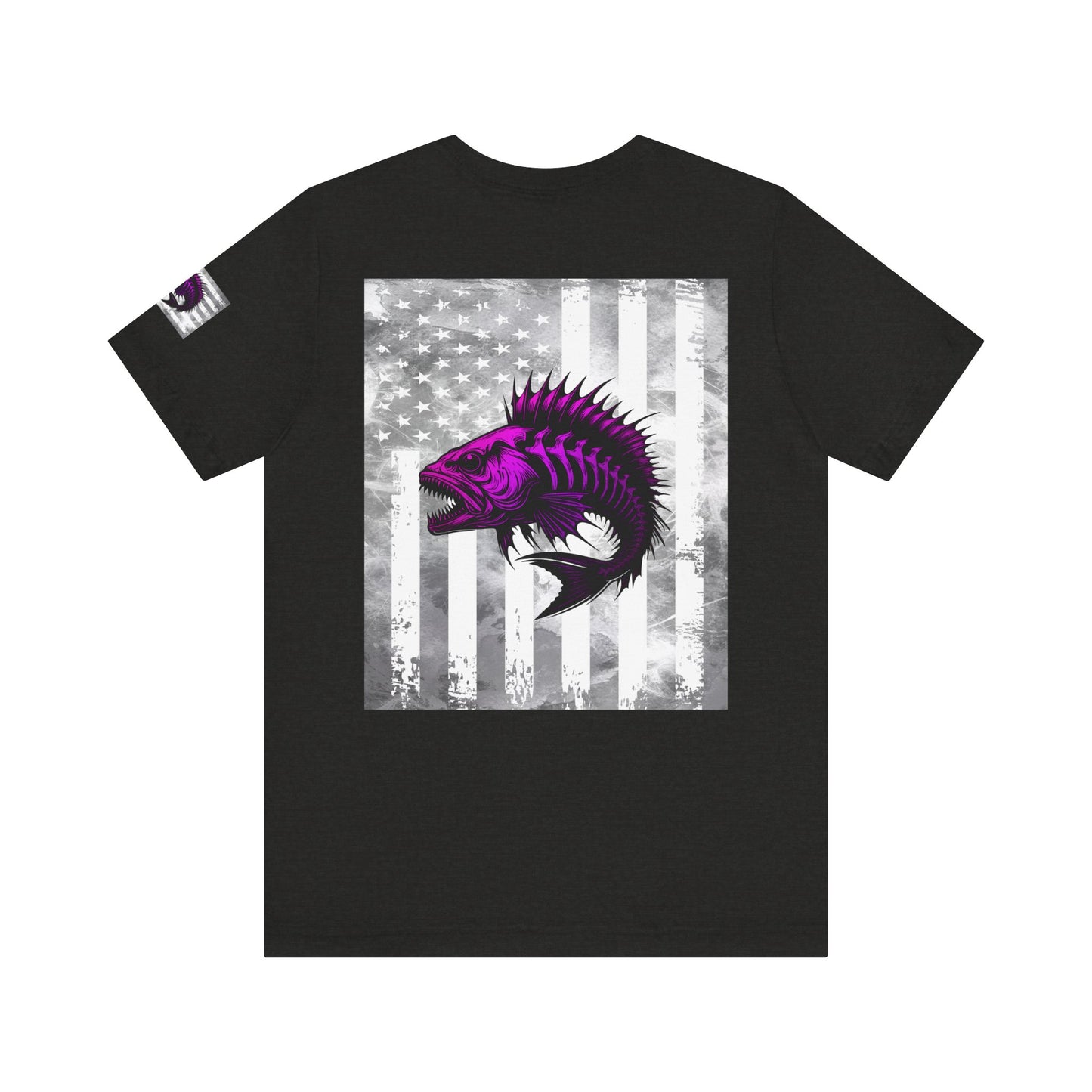 Fish Grunge American Flag Tee, Patriotic USA Shirt, Vintage American Flag