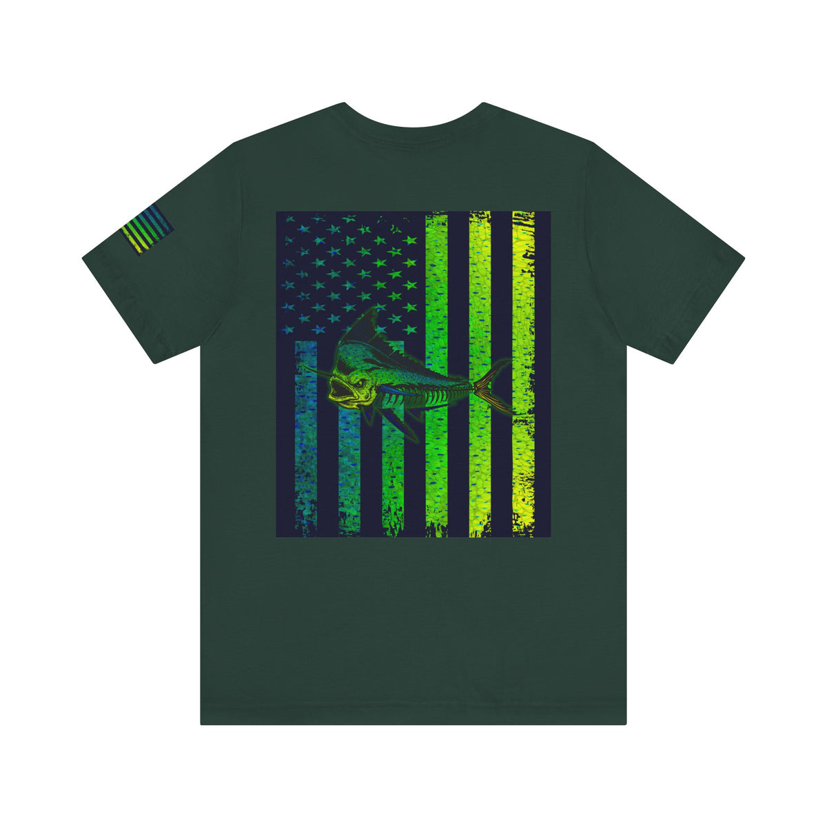 Mahi Angler Grunge American Flag Tee, Patriotic USA Shirt, Vintage American Flag