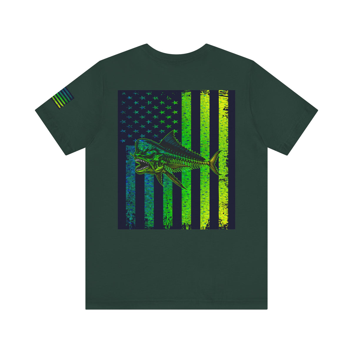 Mahi Mahi Skin Grunge American Flag Tee, Patriotic USA Shirt, Vintage American Flag