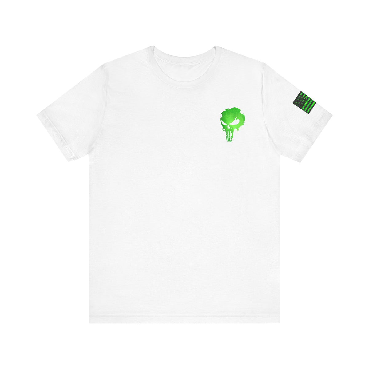 Green Punisher Skull with Hex Camo – Tactical Military Style Grunge Tee