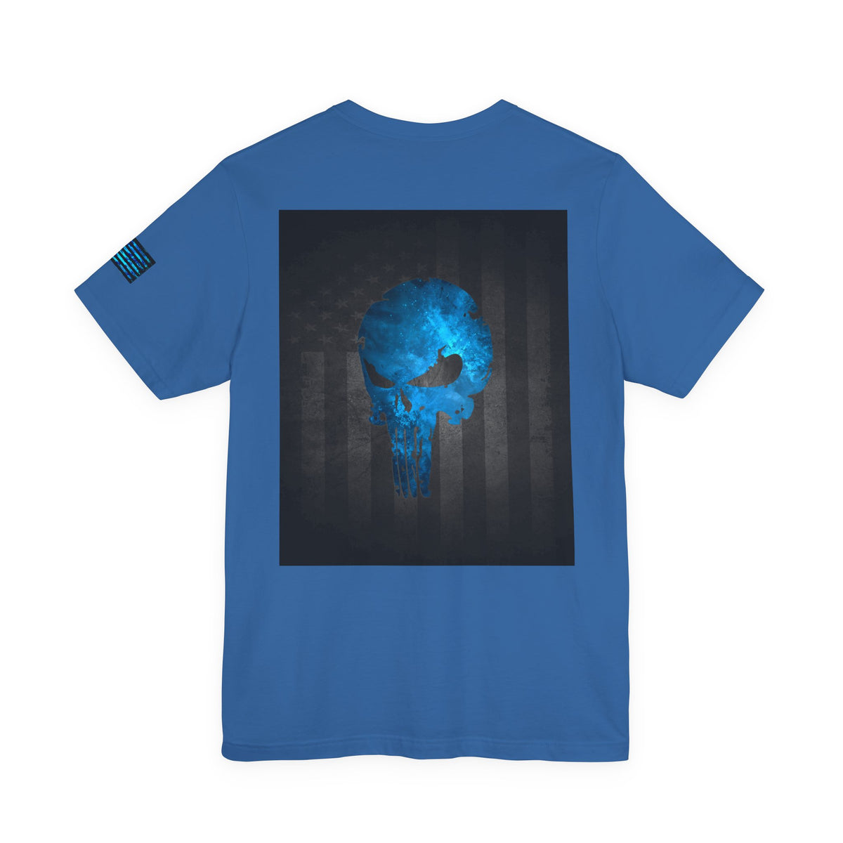 Blue Grunge Punisher Skull – Neon Grunge Vigilante Graphic for Shirts, Decals & Prints