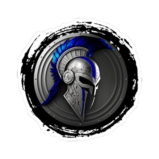 Spartan Warrior Thin Blue Line Police Support Sticker ArtKiss-Cut Stickers