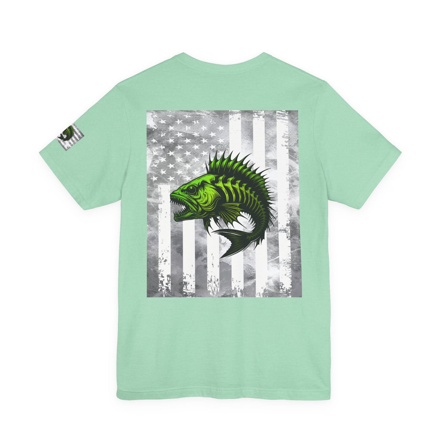Angler Grunge American Flag Tee, Patriotic USA Shirt, Vintage American Flag