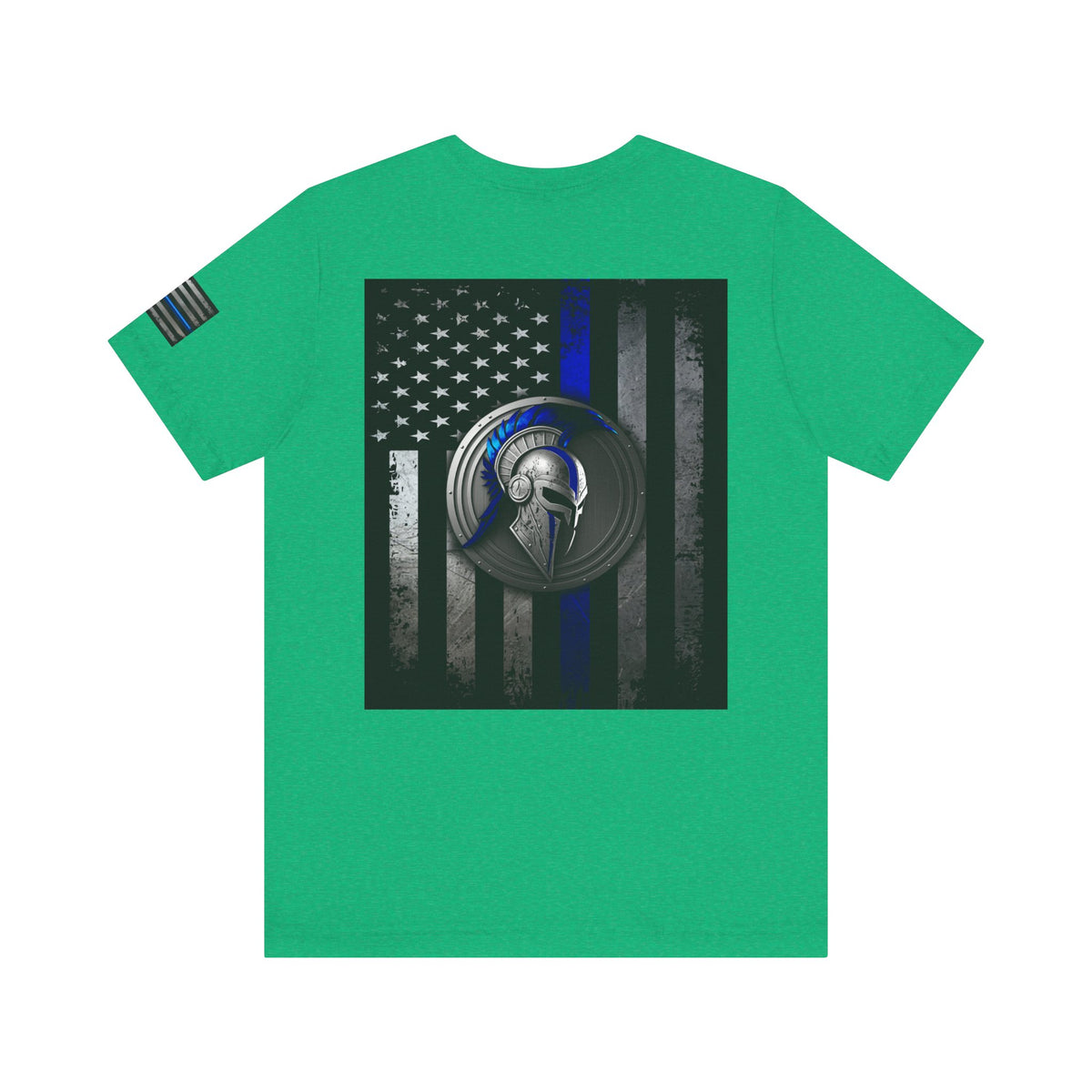 Spartan Helmet Flag Shirt – Thin Blue Line American Patriotic Tee for Law Enforcement Support