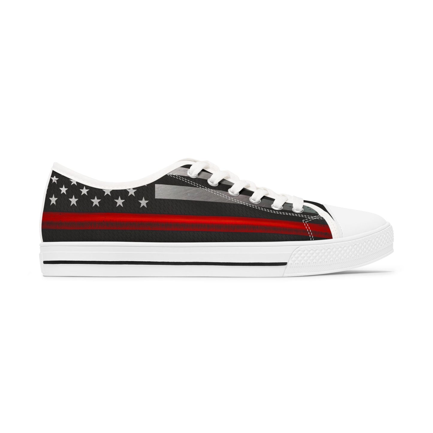 Thin Red Line American Flag Low-Top Sneakers – Firefighter Tribute Streetwear