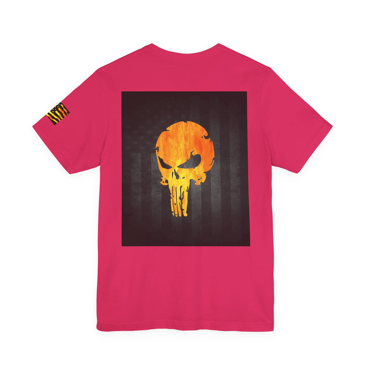 Orange Grunge Punisher Skull – Neon Grunge Vigilante Graphic for Shirts, Decals & Prints