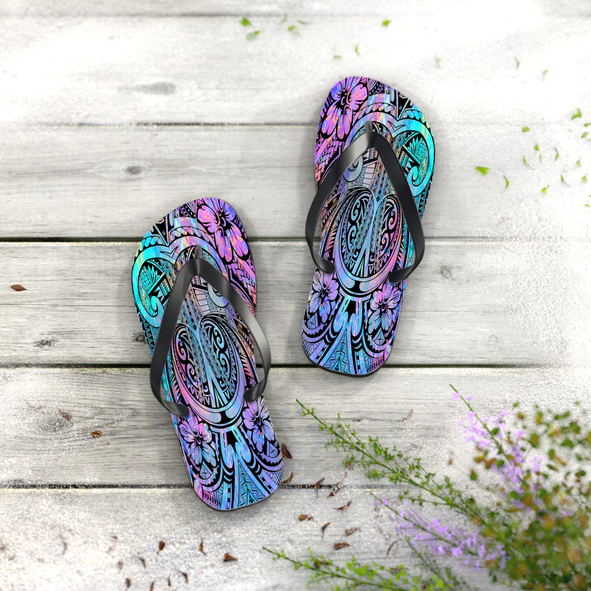 Polynesian Dream Flip Flops | Summer Beach Sandals, Vacation Footwear, Festival Style, Gift for Her
