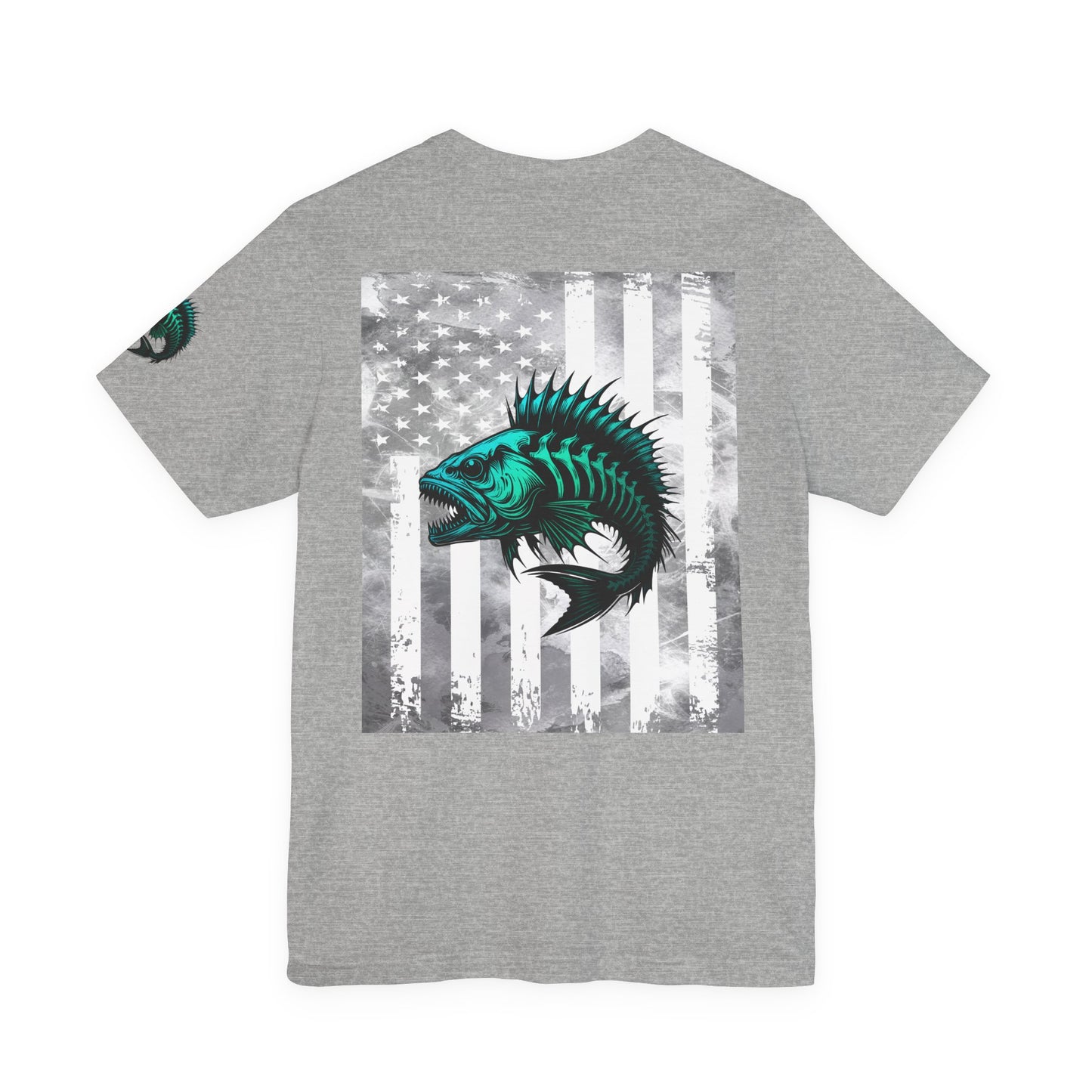 Fishing Grunge American Flag Tee, Patriotic USA Shirt, Vintage American Flag