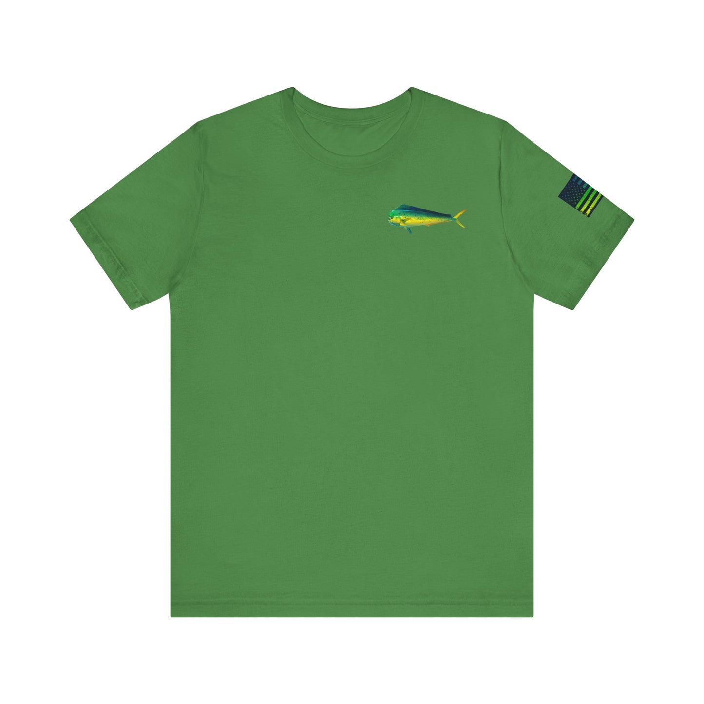 Mahi Mahi Sunglass Badge Tee – White Distressed Flag Fishing Shirt