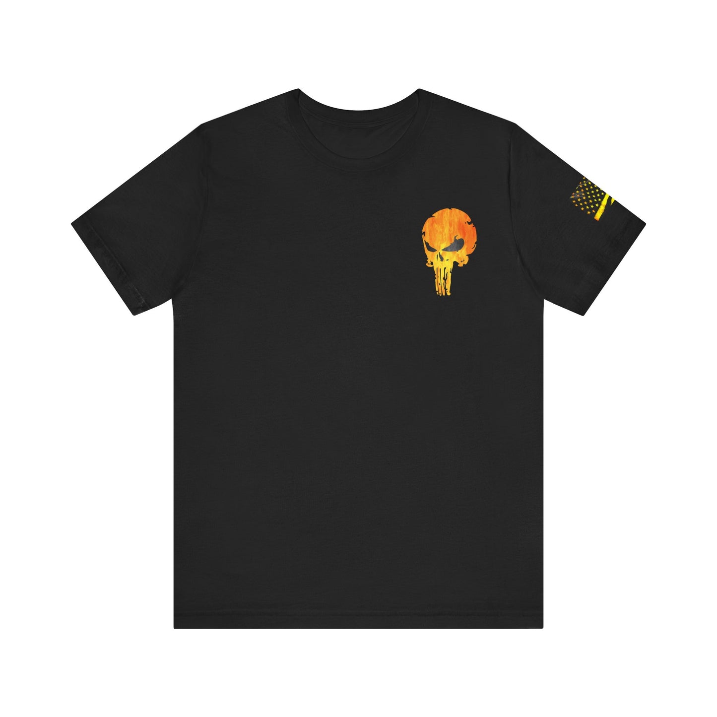 Orange Grunge Punisher Skull – Neon Grunge Vigilante Graphic for Shirts, Decals & Prints