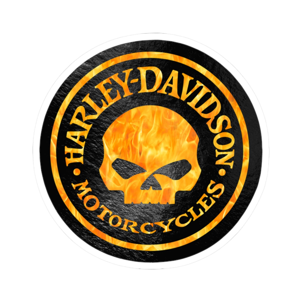 Harley Skull Biker Emblem | Bold Orange Motorcycle Graphic for Decals, Shirts, or Garage Art, ArtKiss-Cut Stickers