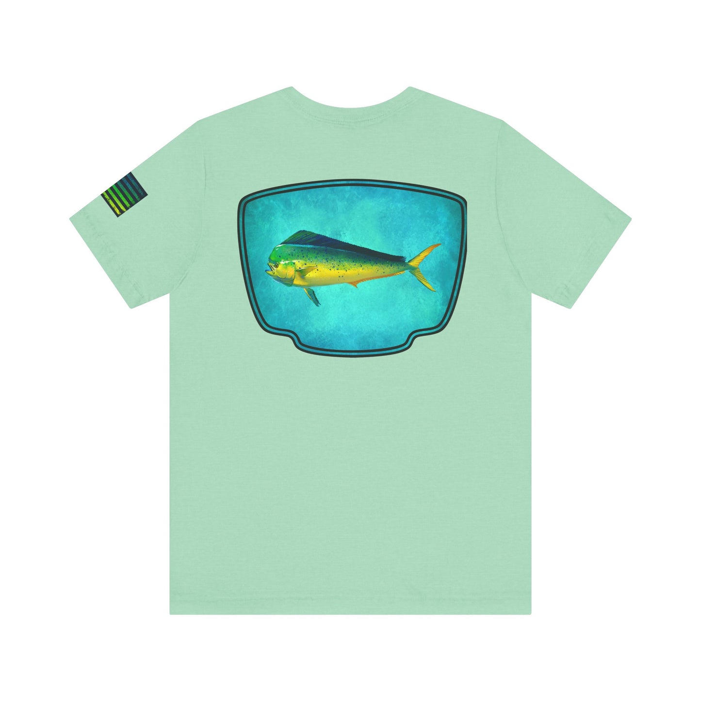 Vibrant Mahi Mahi Badge Tee – Ocean-Inspired Saltwater Fishing Shirt for Men