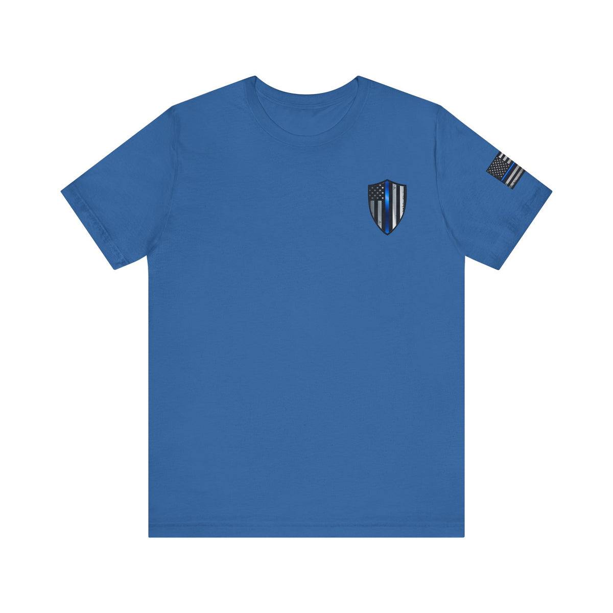 Grunge Stone Spartan Thin Blue Line American Flag T-Shirt – Honor & Valor Police Tribute Tee