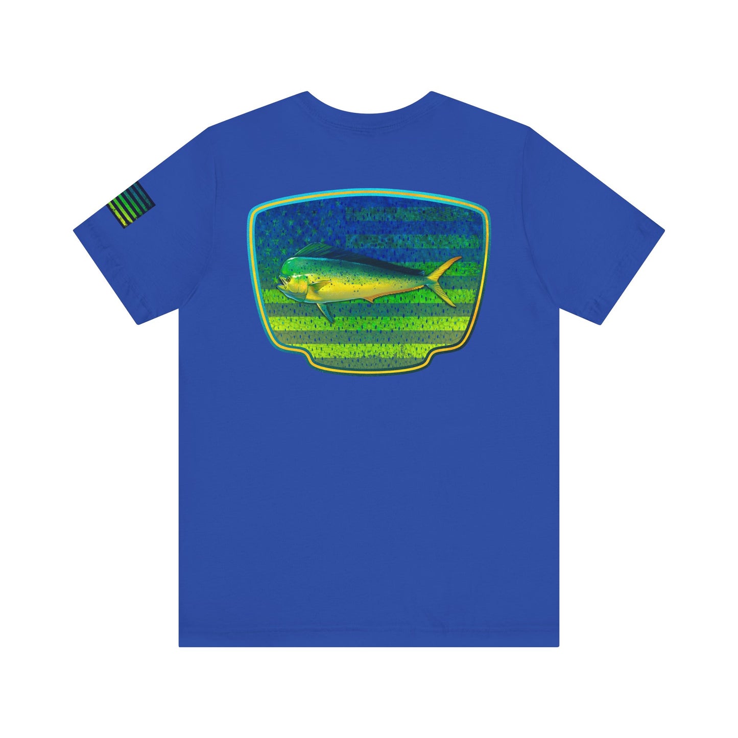 Patriotic Mahi Mahi Flag T-Shirt – Bold Saltwater Fishing Graphic Tee
