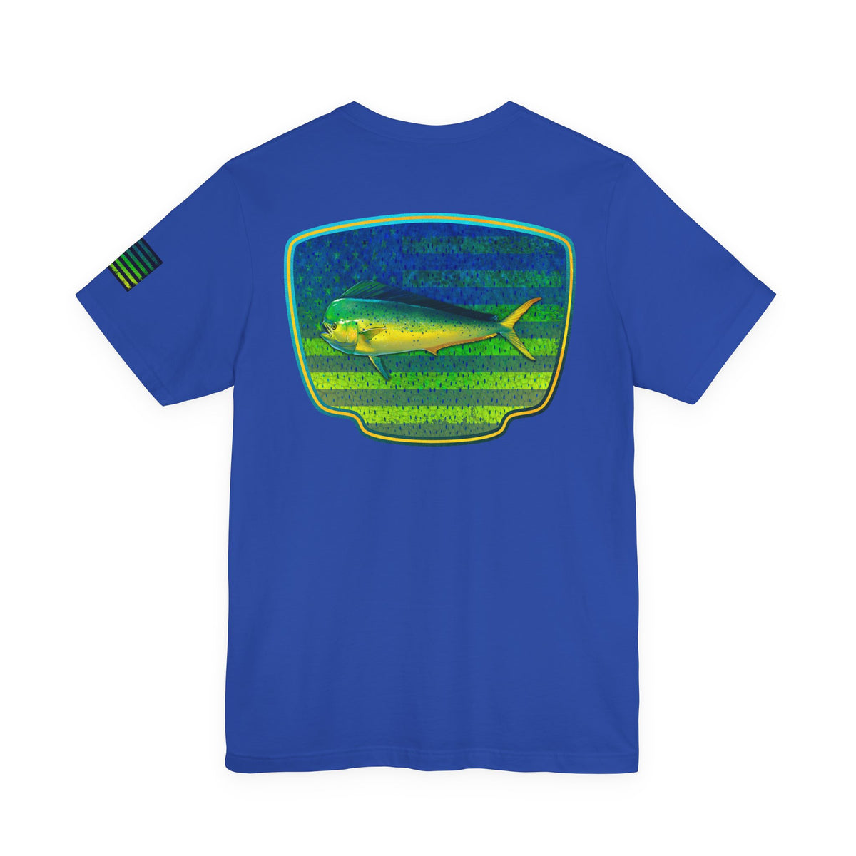 Patriotic Mahi Mahi Flag T-Shirt – Bold Saltwater Fishing Graphic Tee