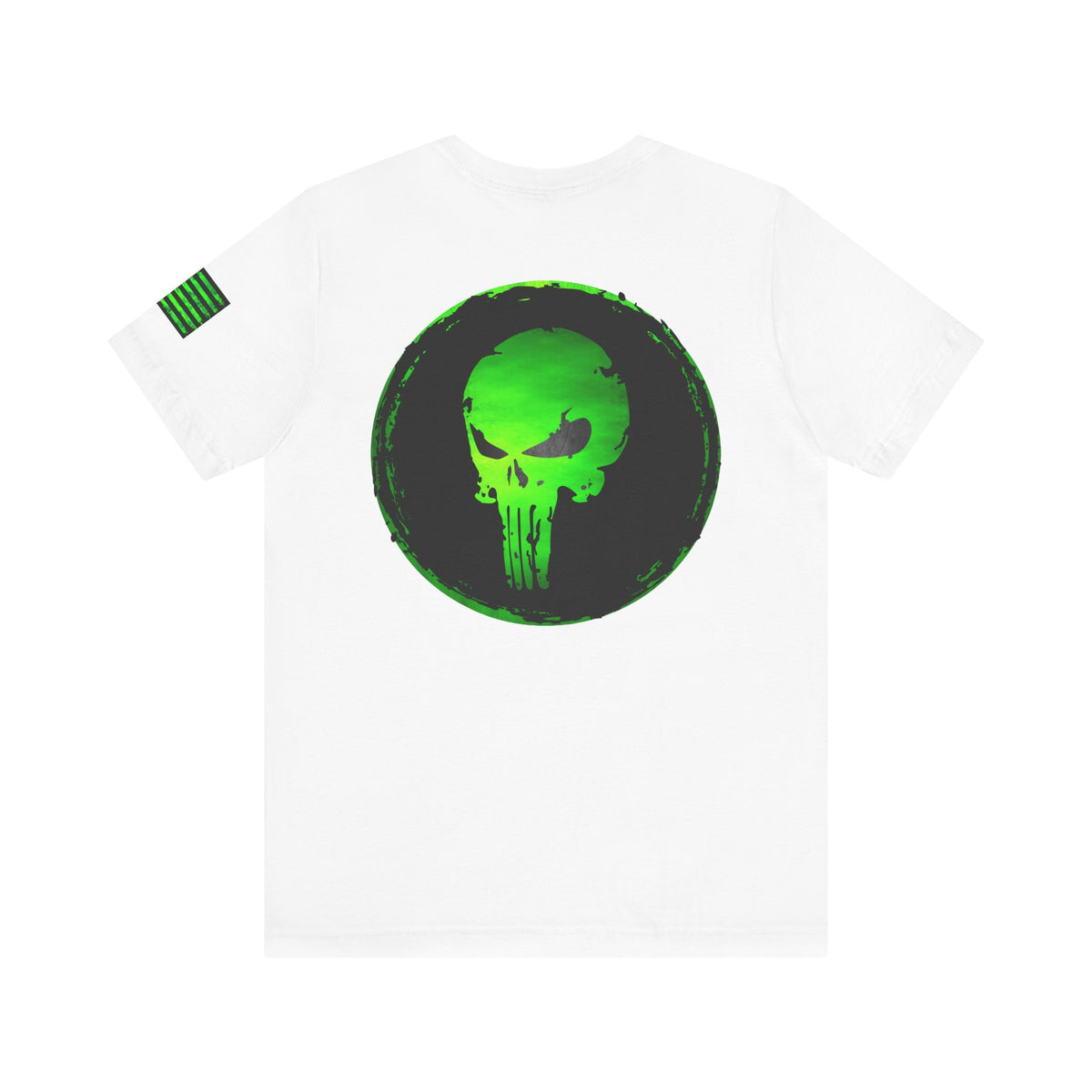 Toxic Green Punisher Skull – Neon Grunge Vigilante Graphic for Shirts, Decals & Prints