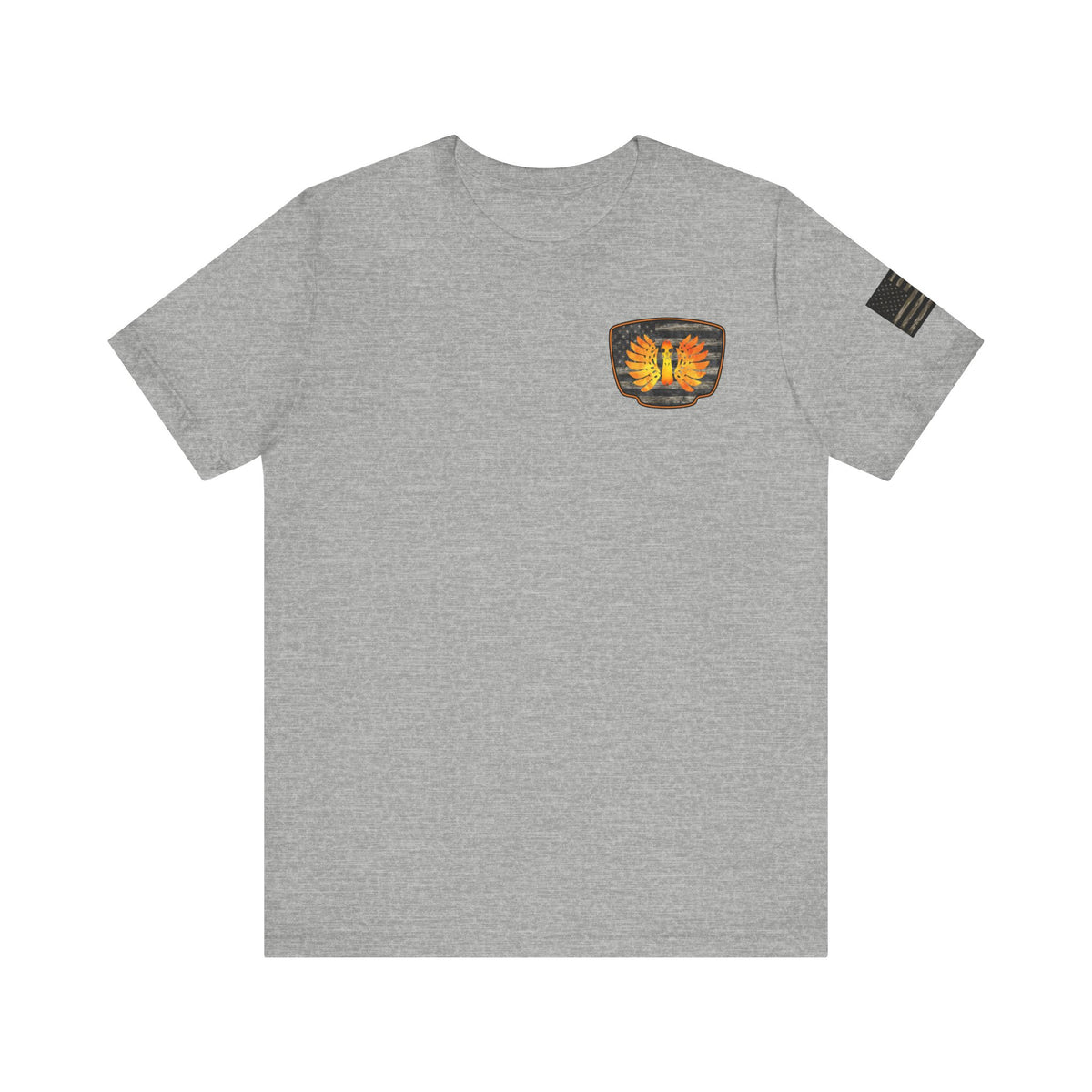 Duck Hunt Badge T-Shirt – Mossy Camo Print, Crossed Guns & Duck Skull Graphic