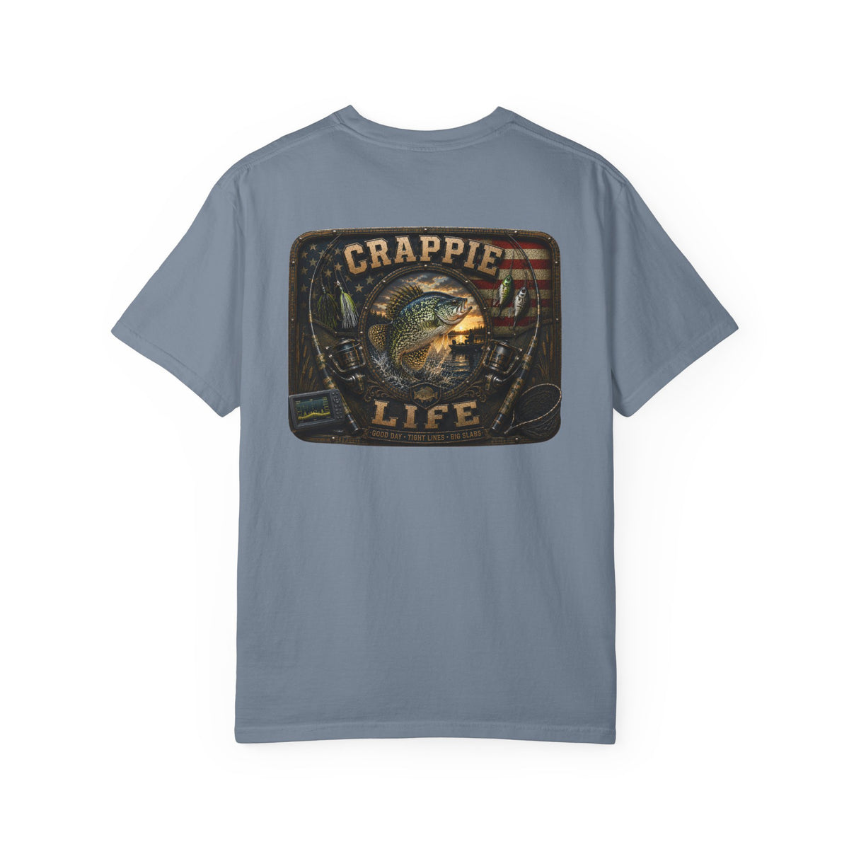 Crappie Life T-Shirt — Retro American Flag Crappie Fishing Tee