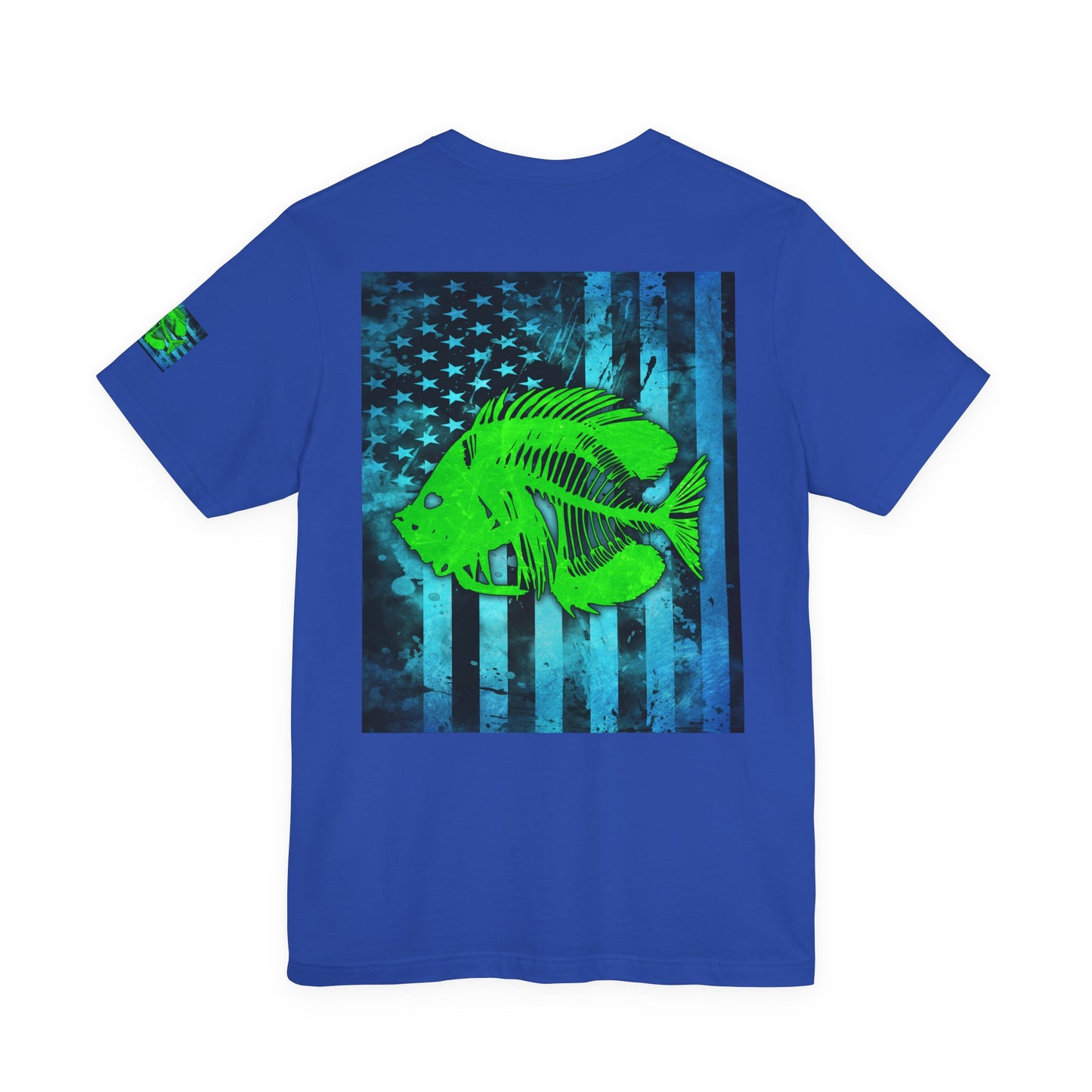Green Pearch Angler Grunge American Flag Tee, Patriotic USA Shirt, Vintage American Flag