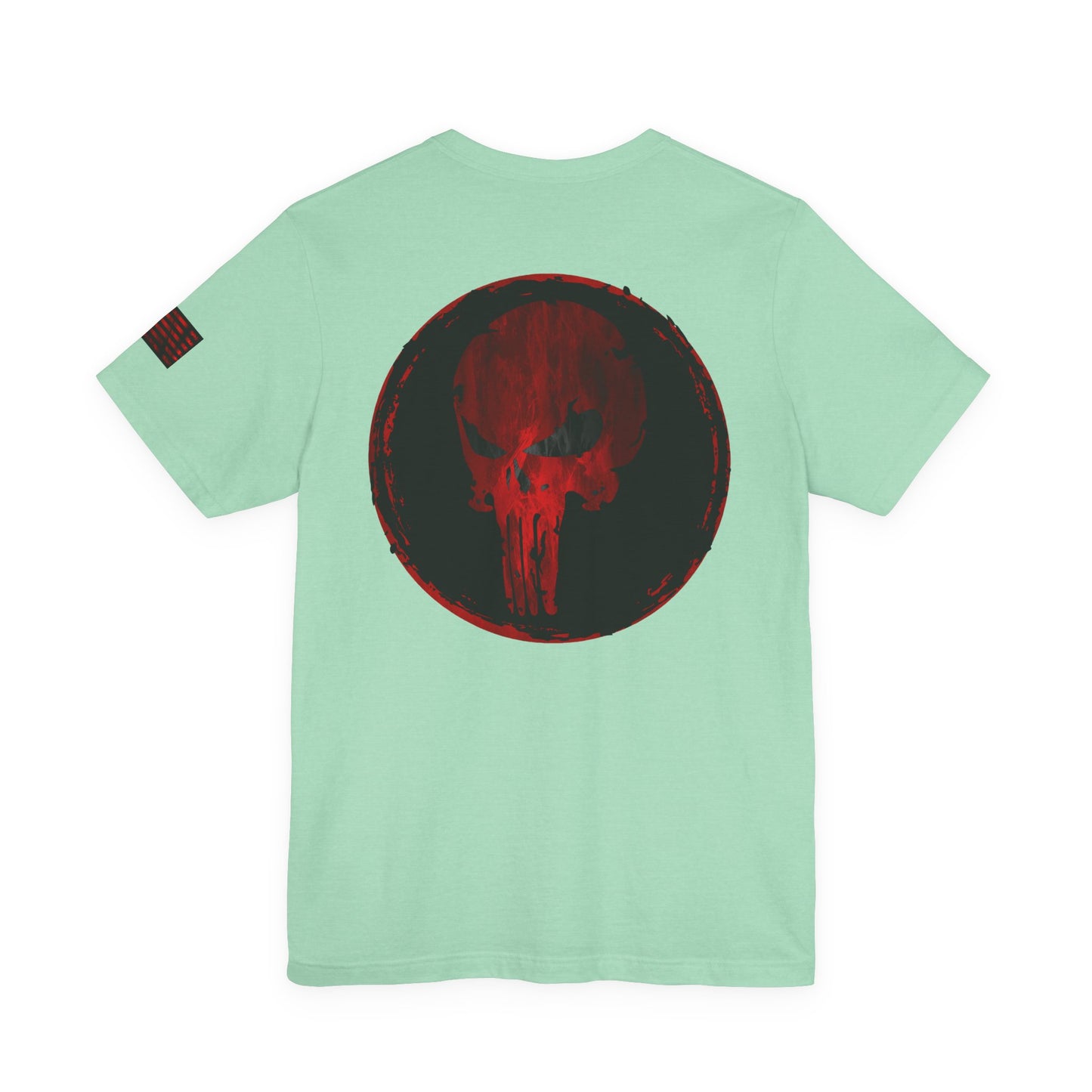 Punisher Skull Red Grunge Distressed Design – Tactical Graphic Art for Shirts, Decals, and Merch
