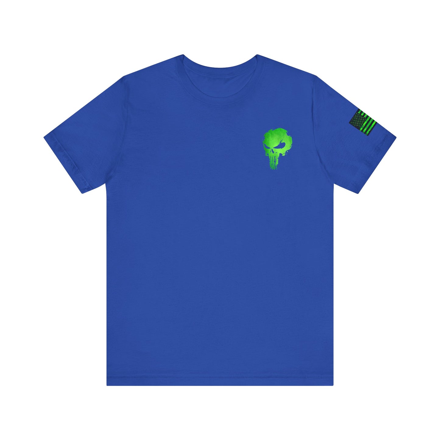 Green Punisher Skull with Hex Camo – Tactical Military Style Grunge Tee