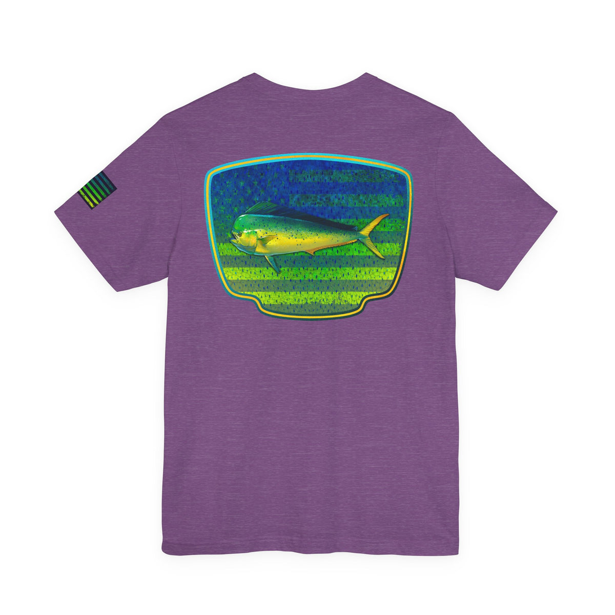 Patriotic Mahi Mahi Flag T-Shirt – Bold Saltwater Fishing Graphic Tee