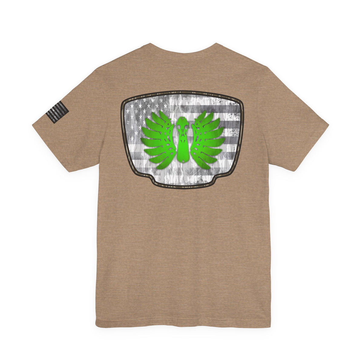 Duck Skull Hunting Badge T-Shirt – Mossy Camo Print, Crossed Guns & Duck Skull Graphic