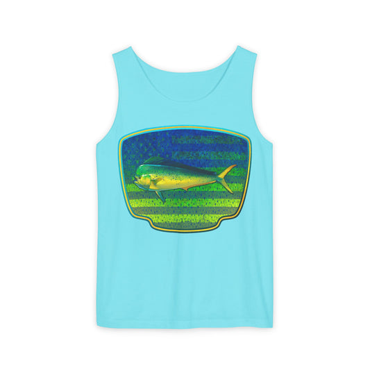 American Mahi Mahi Graphic Tank Top, Summer Apparel, Outdoors Shirt, Fishing Gear, Beachwear, Gifts for Anglers
