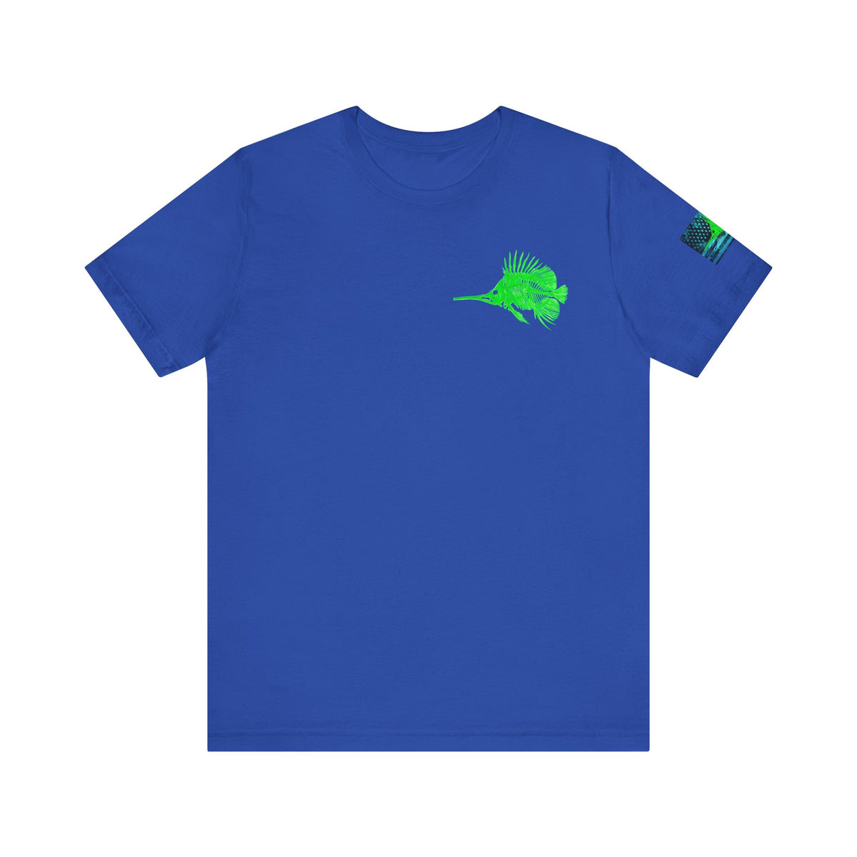Green Fish Grunge American Flag Tee, Patriotic USA Shirt, Vintage American Flag