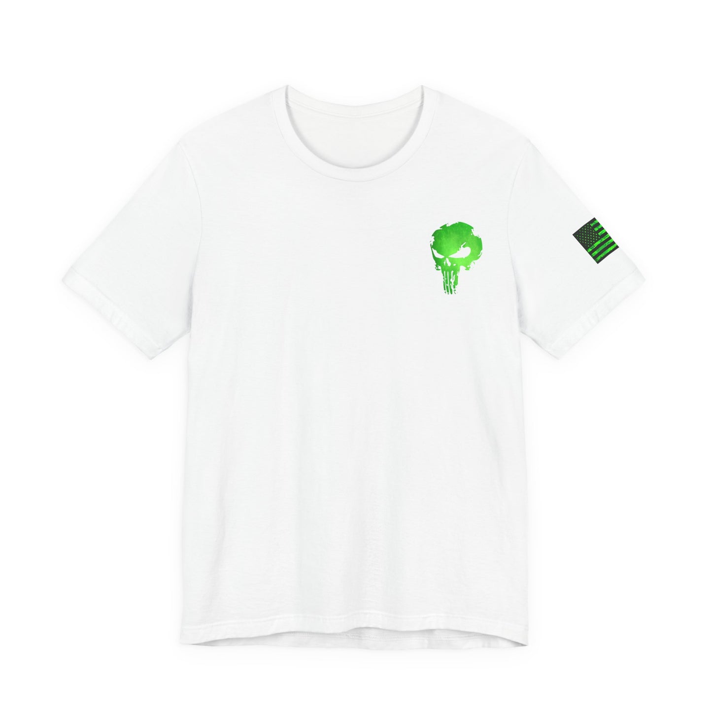 Green Punisher Skull with Hex Camo – Tactical Military Style Grunge Tee