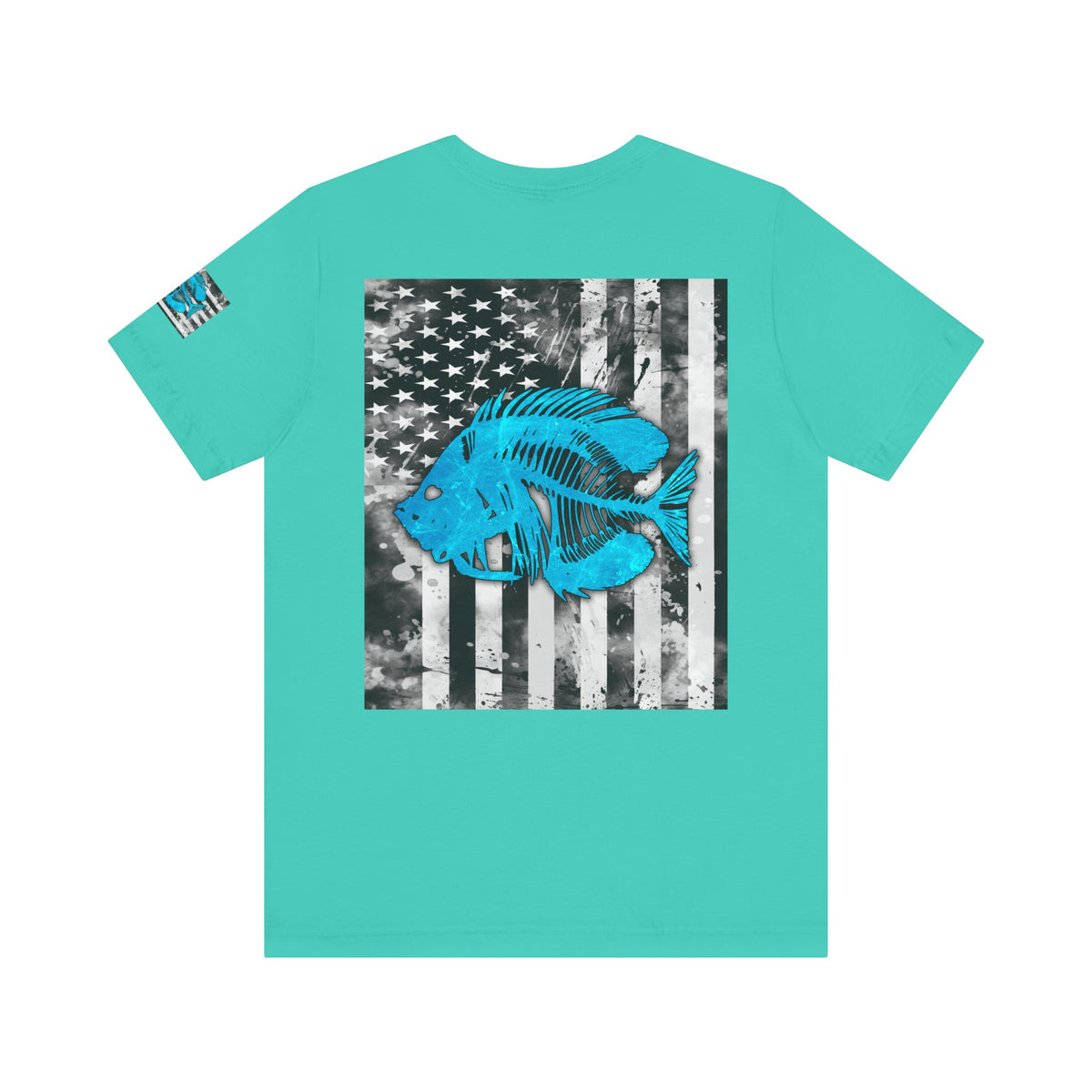 Blue Pearch Angler Grunge American Flag Tee, Patriotic USA Shirt, Vintage American Flag