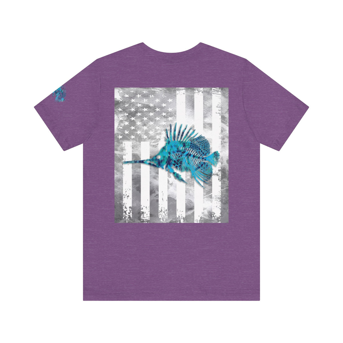 Fish Skeleton Grunge American Flag Tee, Patriotic Fishing Shirt, Vintage USA Bones, Fourth of July Apparel,