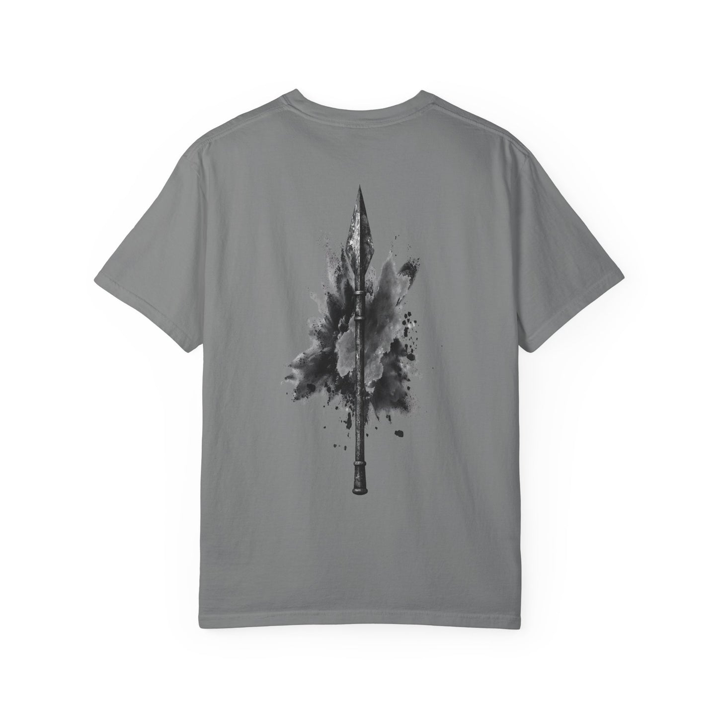 Spartan Warrior T-Shirt – Greek Helmet Circle Design Front & Spear Back | Warrior Graphic Tee