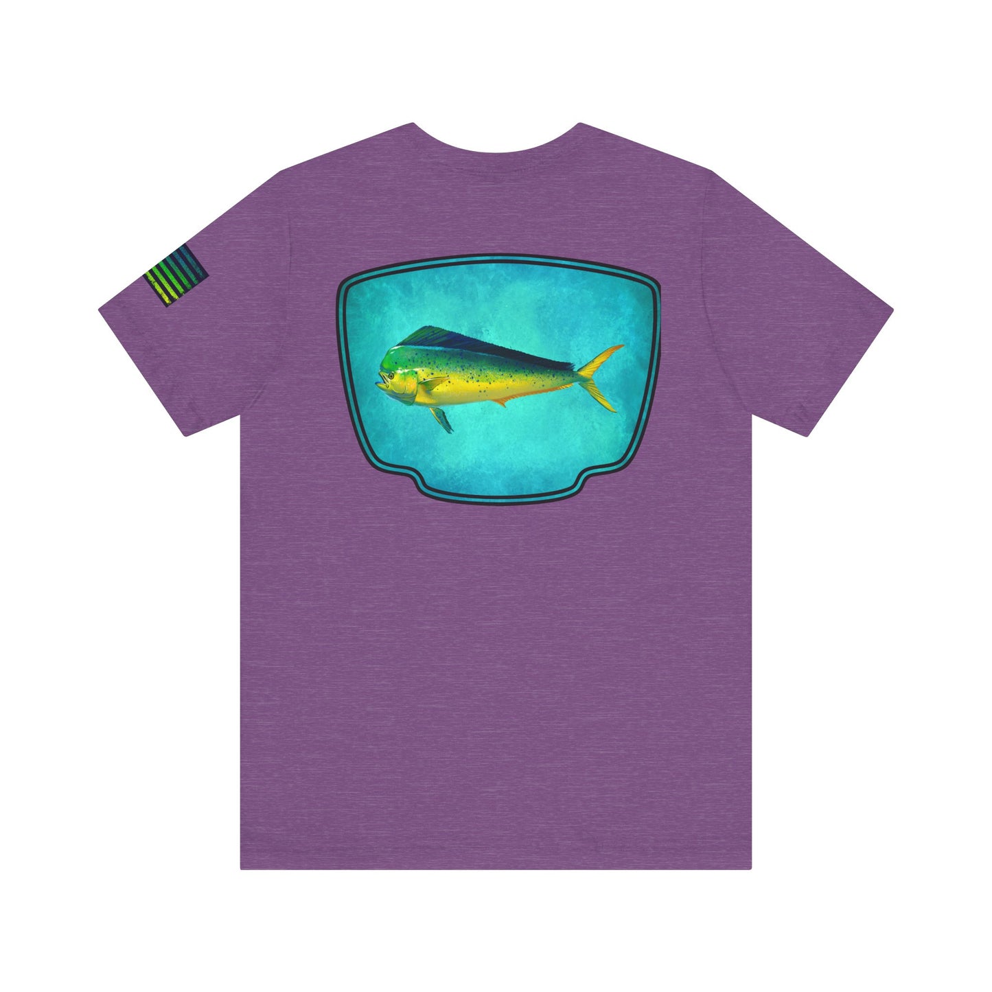 Vibrant Mahi Mahi Badge Tee – Ocean-Inspired Saltwater Fishing Shirt for Men
