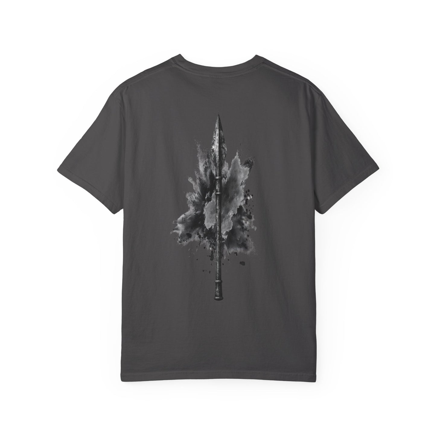Spartan Warrior T-Shirt – Greek Helmet Circle Design Front & Spear Back | Warrior Graphic Tee