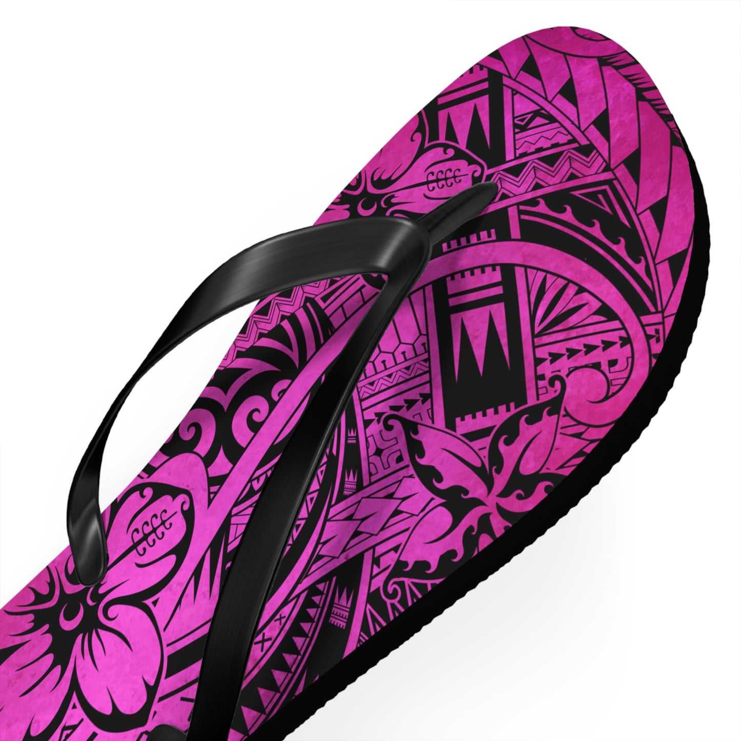 Polynesian Pink Flip Flops - Boho Beach Footwear, Summer Sandals, Vacation Shoes, Hibiscus Print, Gift for Her
