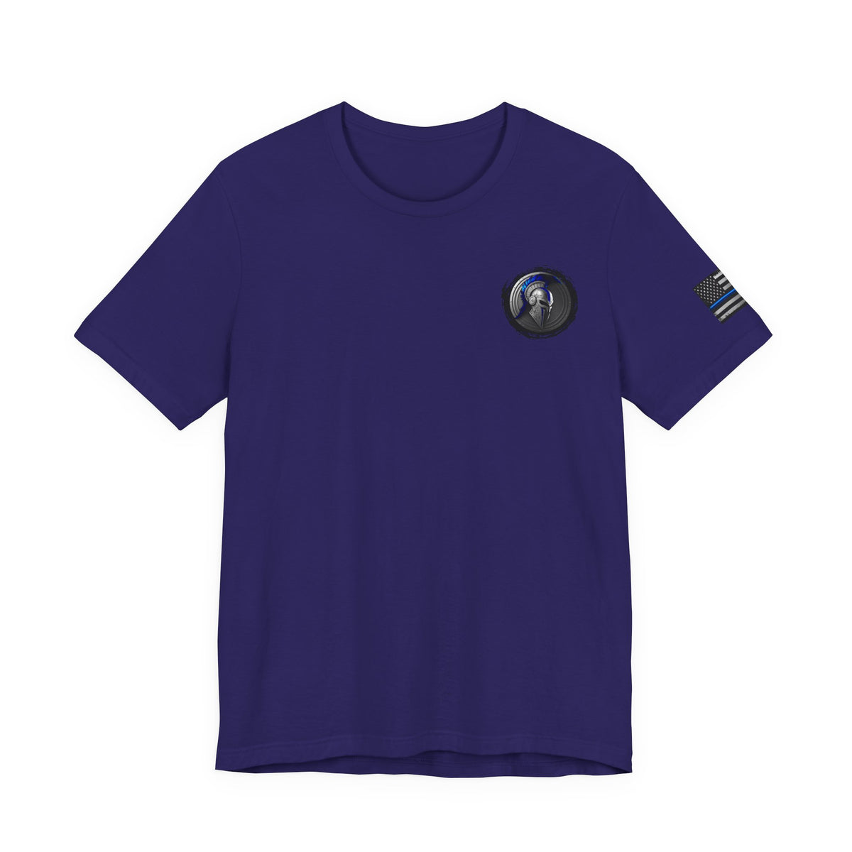 Spartan Helmet Flag Shirt – Thin Blue Line American Patriotic Tee for Law Enforcement Support