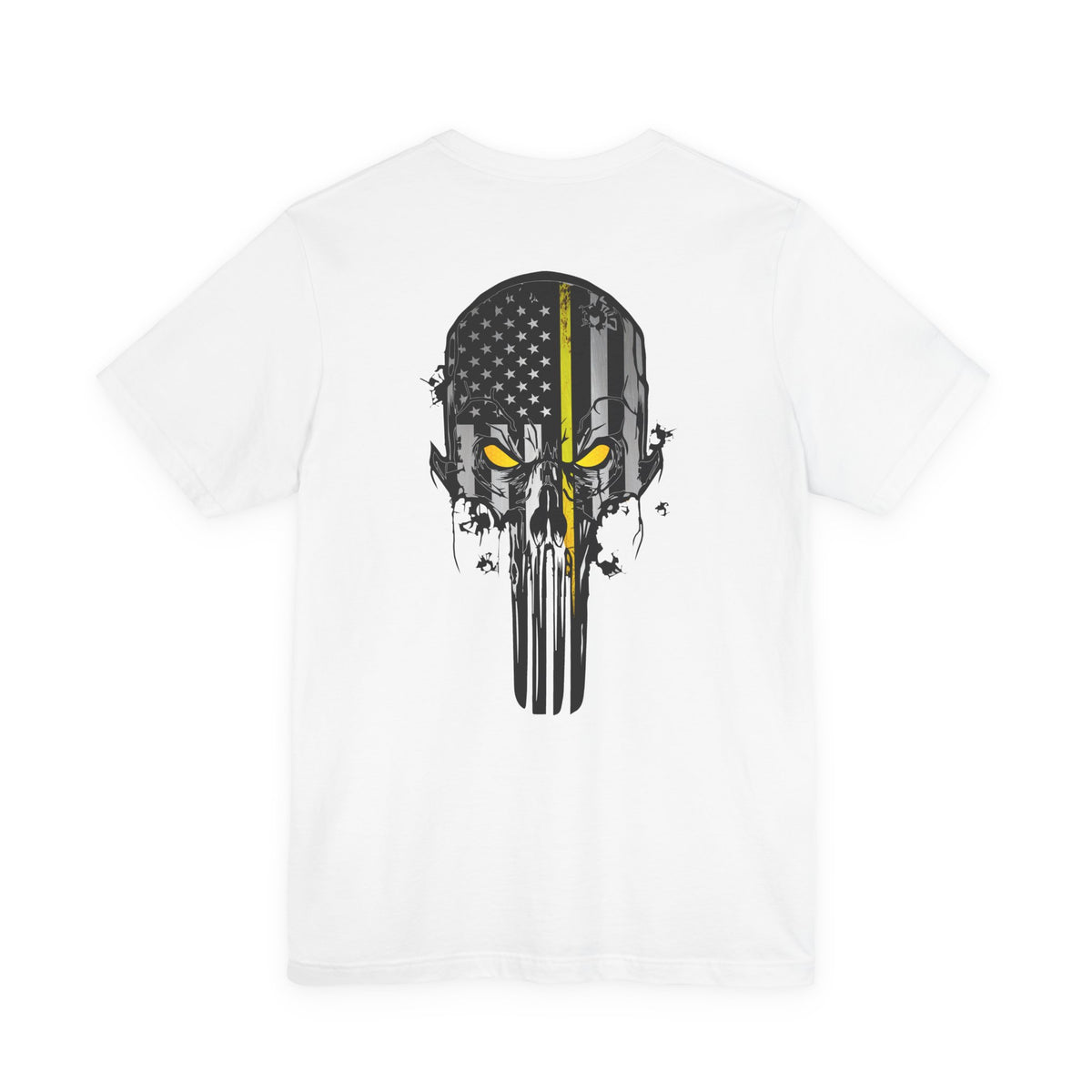 Thin Yellow Line American Flag Skull Tee
