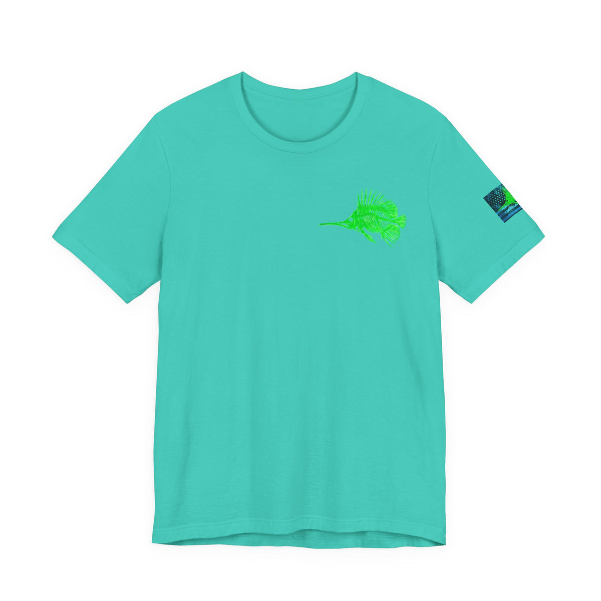 Green Fish Grunge American Flag Tee, Patriotic USA Shirt, Vintage American Flag