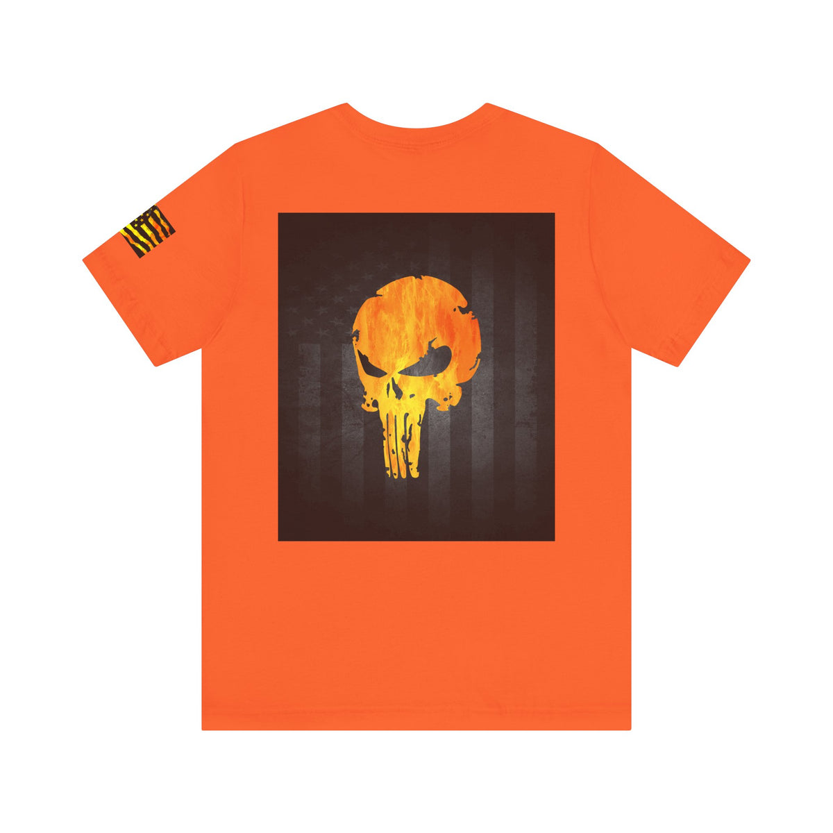 Orange Grunge Punisher Skull – Neon Grunge Vigilante Graphic for Shirts, Decals & Prints