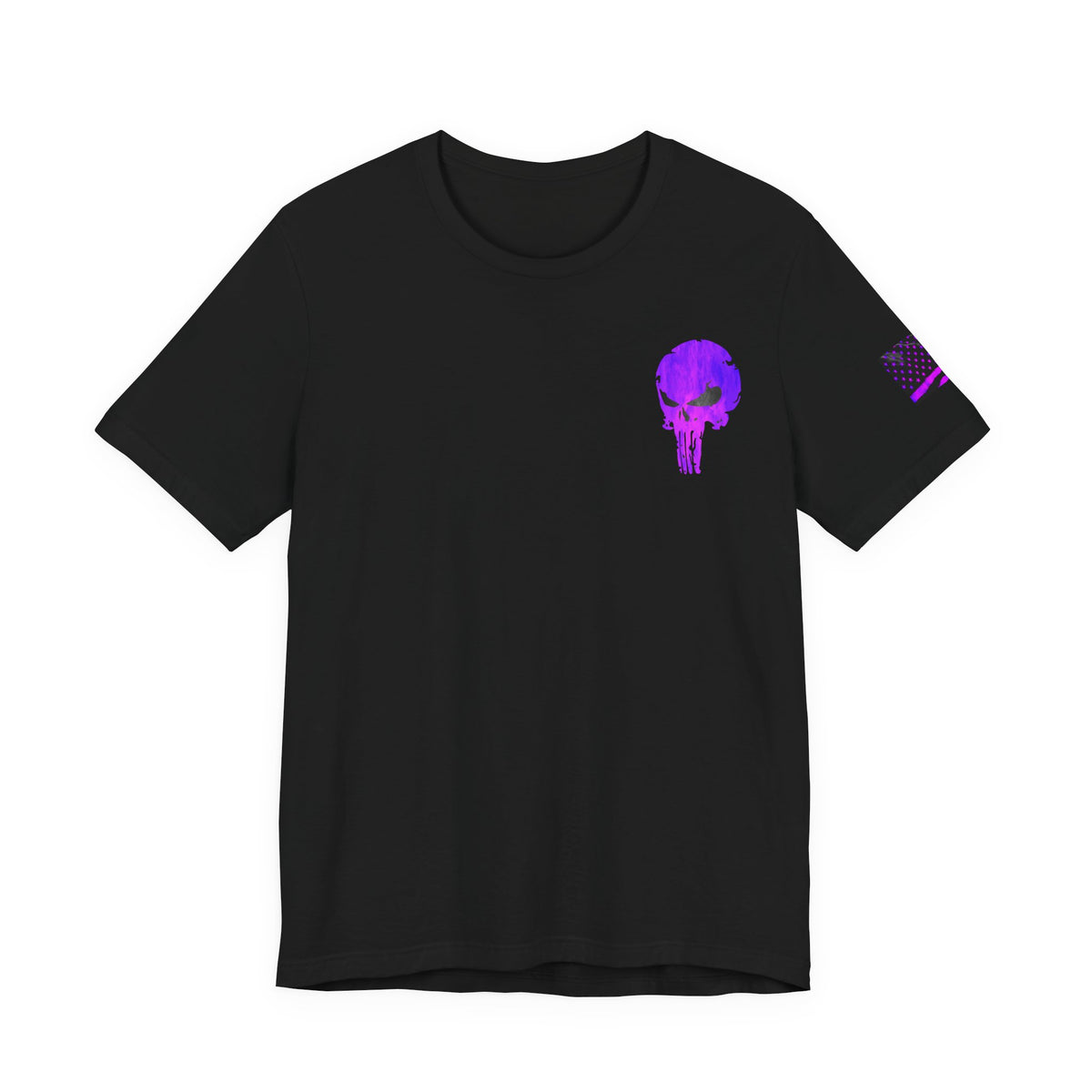 Purple Grunge Punisher Skull – Neon Grunge Vigilante Graphic for Shirts, Decals & Prints