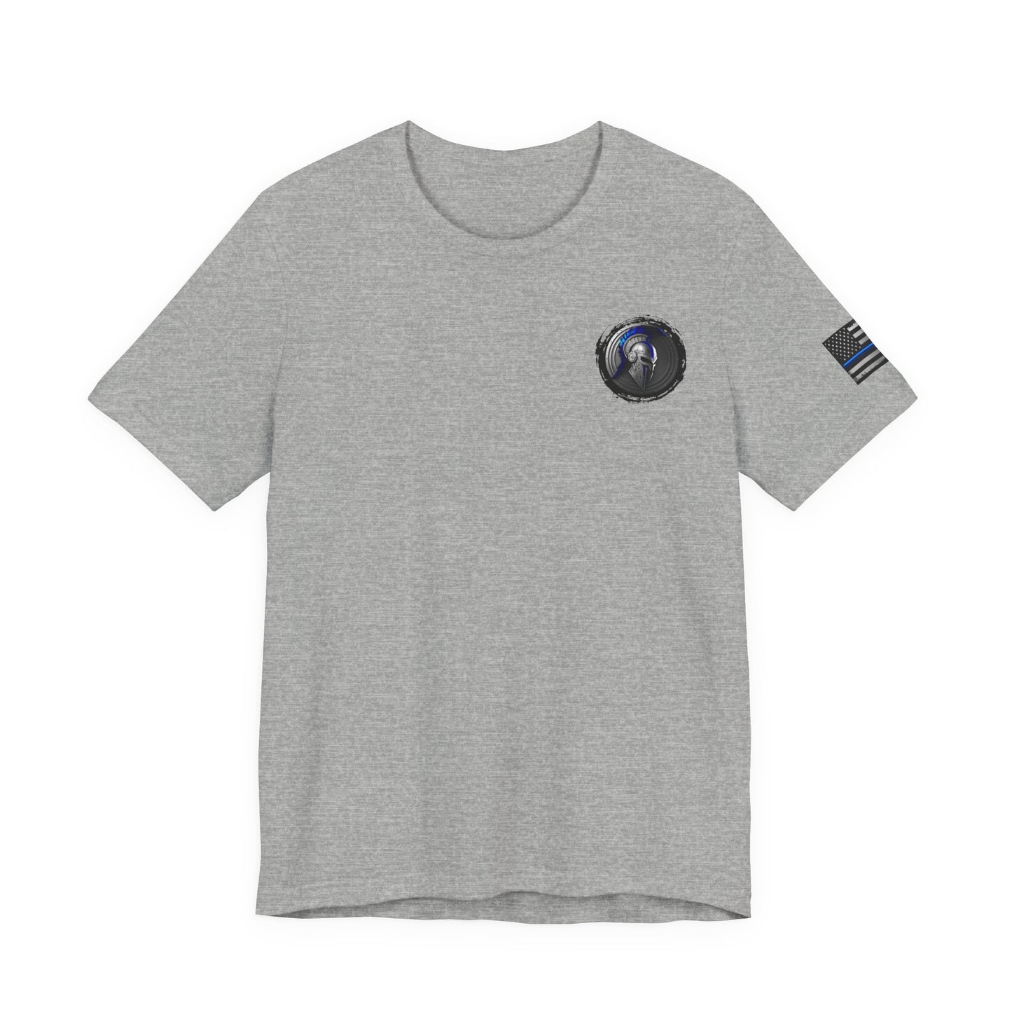 Spartan Helmet Flag Shirt – Thin Blue Line American Patriotic Tee for Law Enforcement Support