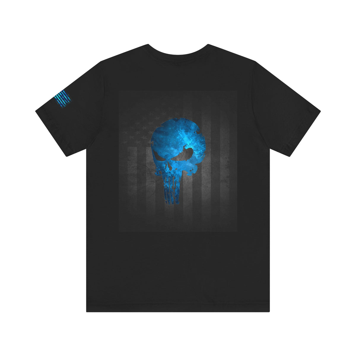 Blue Grunge Punisher Skull – Neon Grunge Vigilante Graphic for Shirts, Decals & Prints